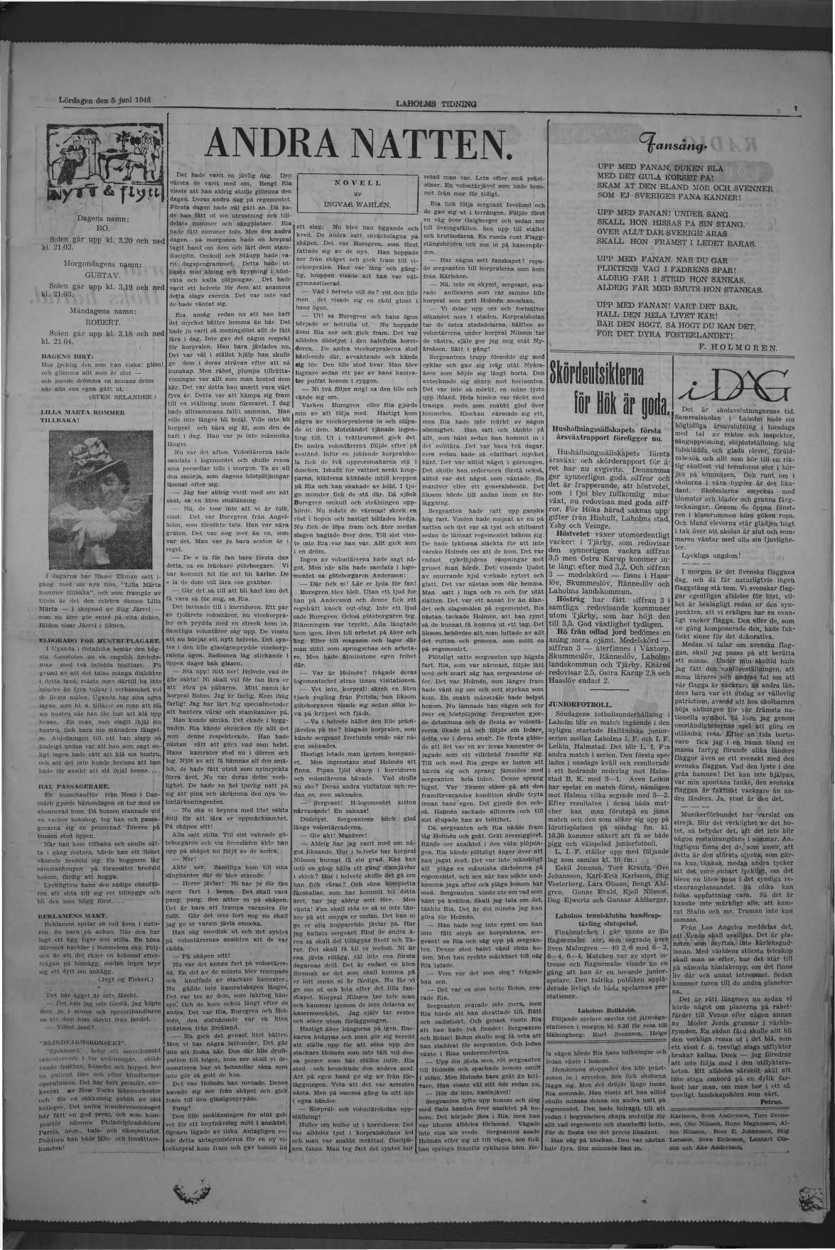Laholms Tidning Lördag 5 juni 1948, sida 7