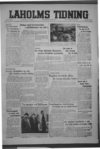 Förstasidan, Onsdag 5 maj 1948