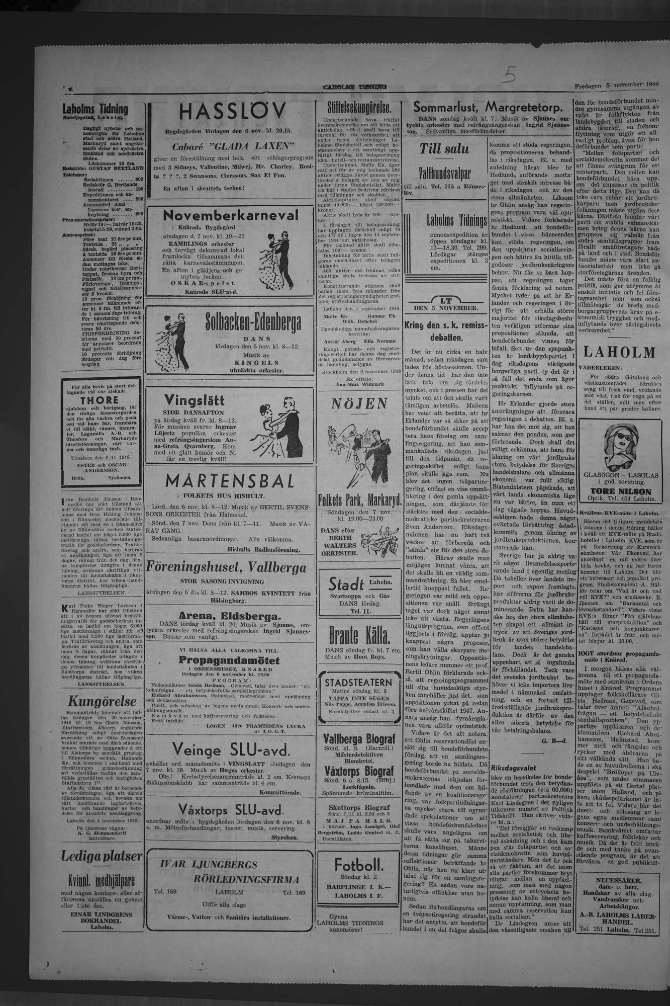 Laholms Tidning Fredag 5 november 1948, sida 2