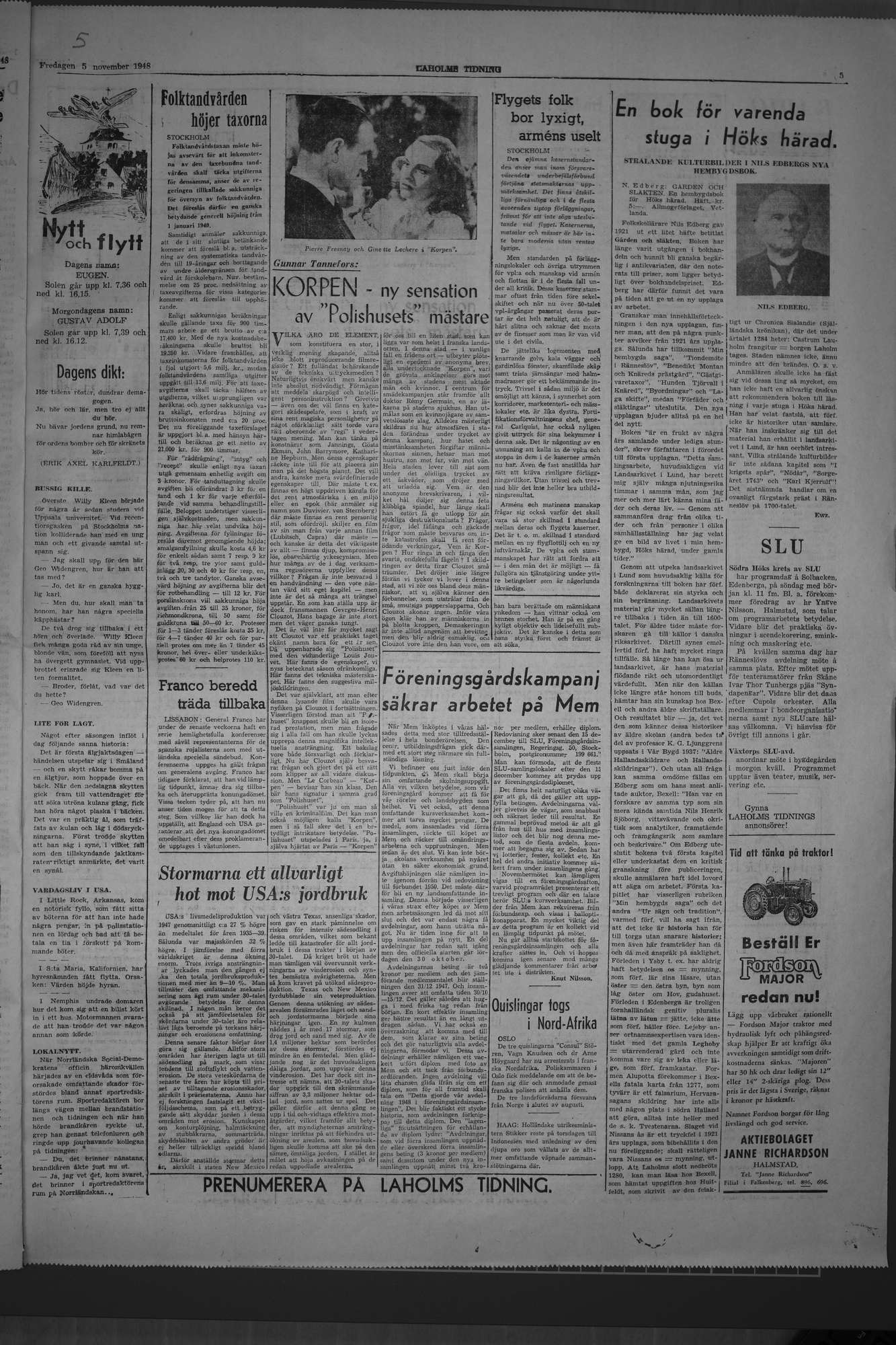 Laholms Tidning Fredag 5 november 1948, sida 5