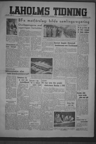 Förstasidan, Tisdag 5 oktober 1948