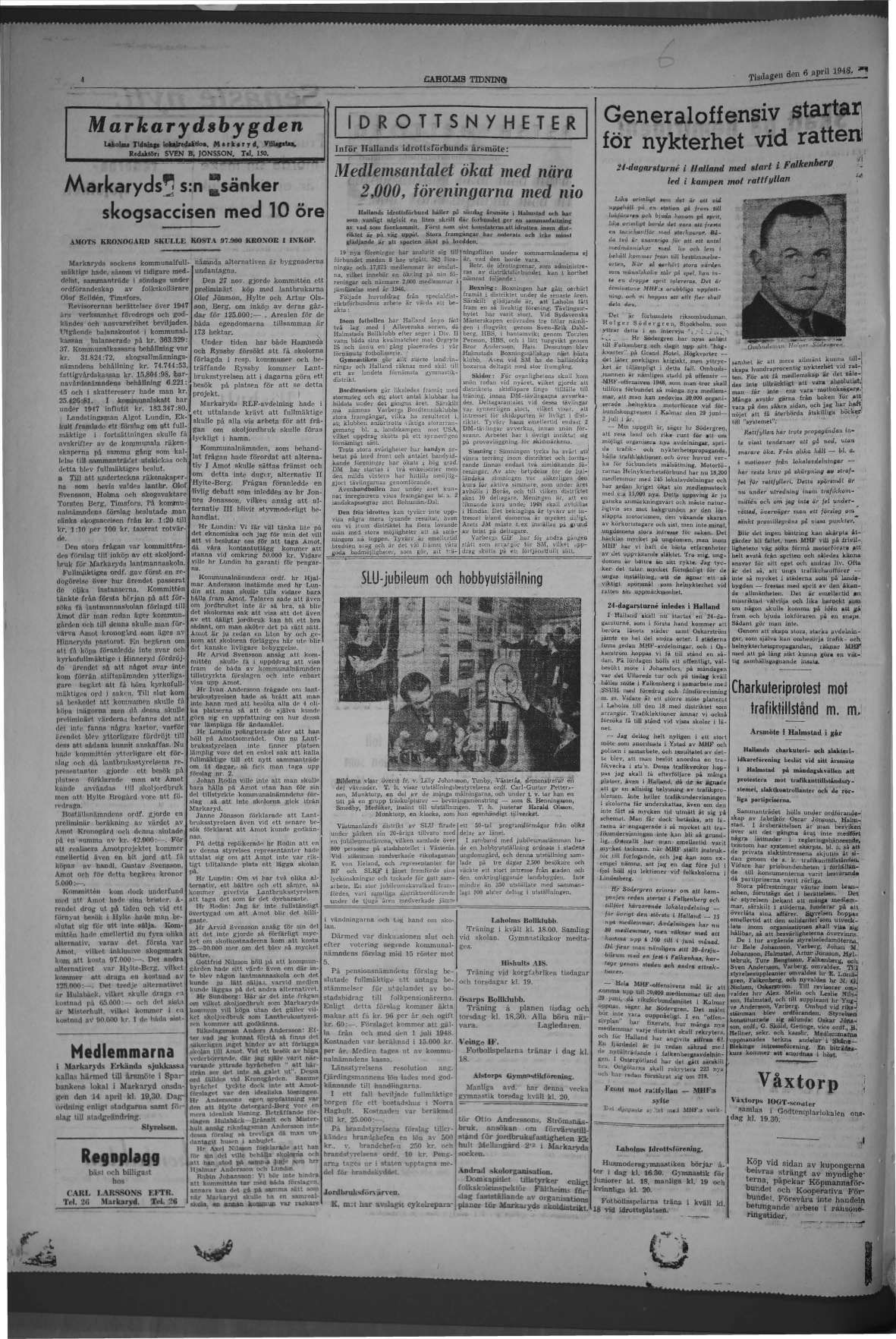 Laholms Tidning Tisdag 6 april 1948, sida 4