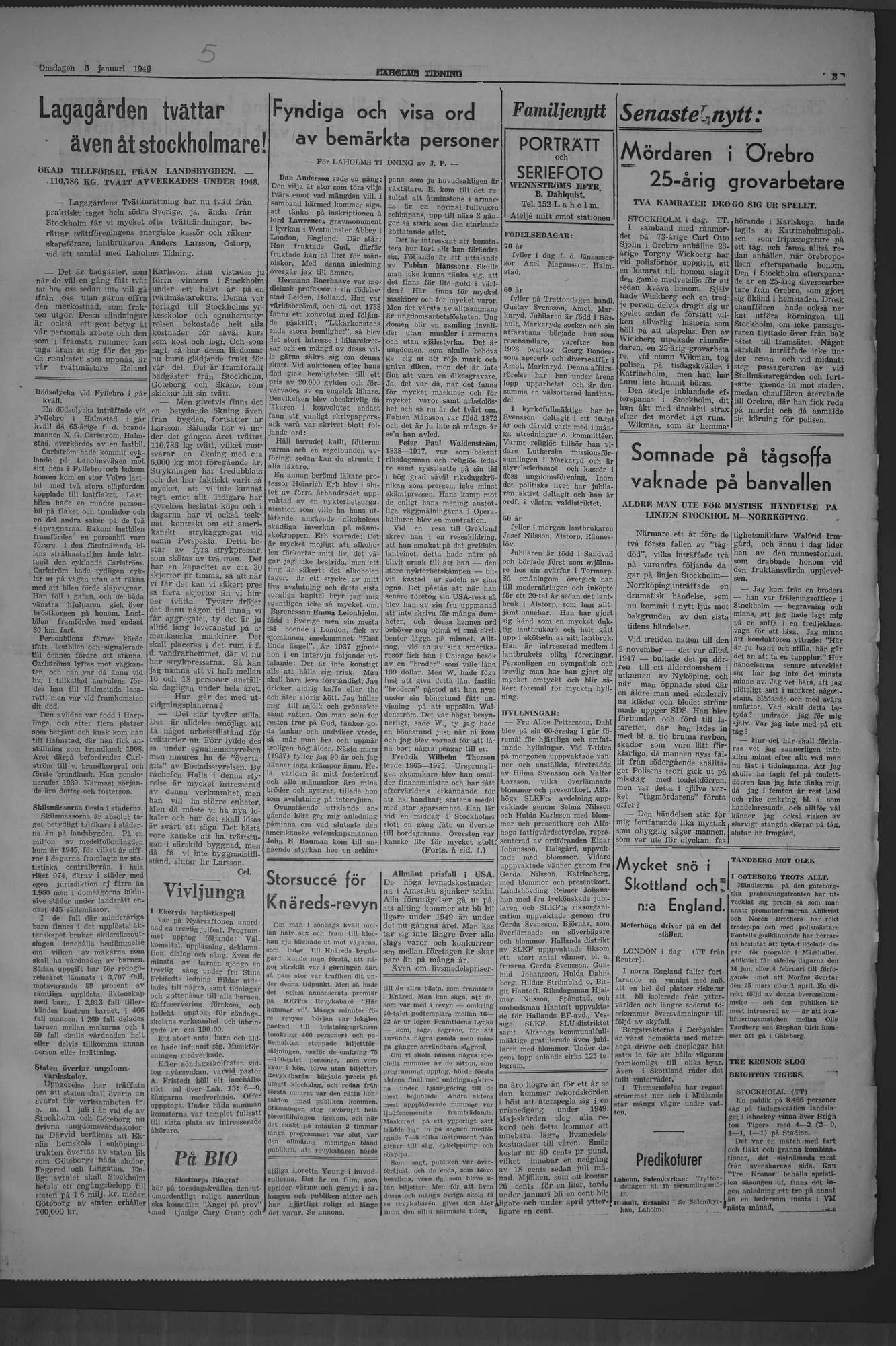 Laholms Tidning Onsdag 5 januari 1949, sida 3
