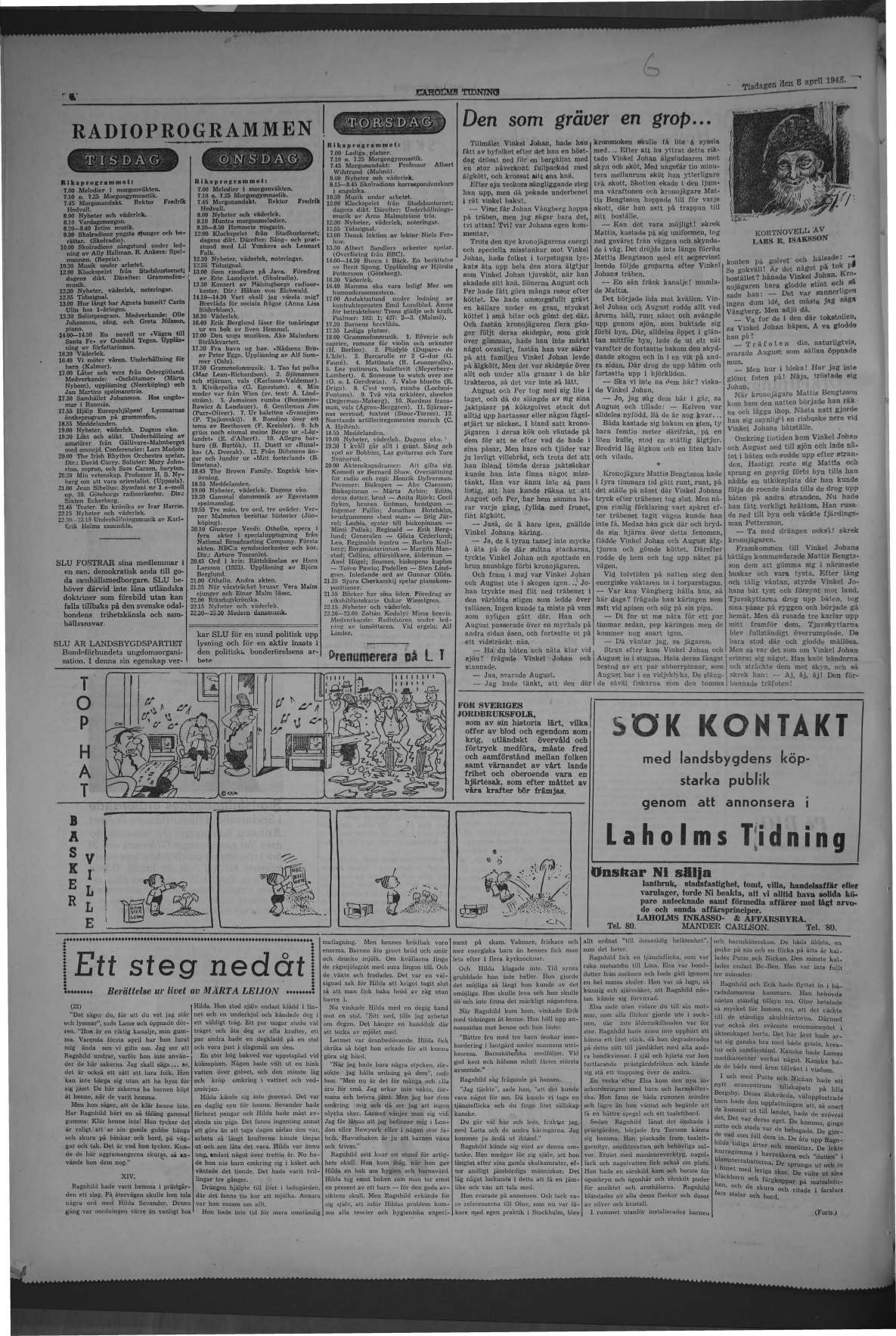 Laholms Tidning Tisdag 6 april 1948, sida 6