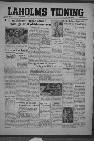 Förstasidan, Fredag 6 augusti 1948