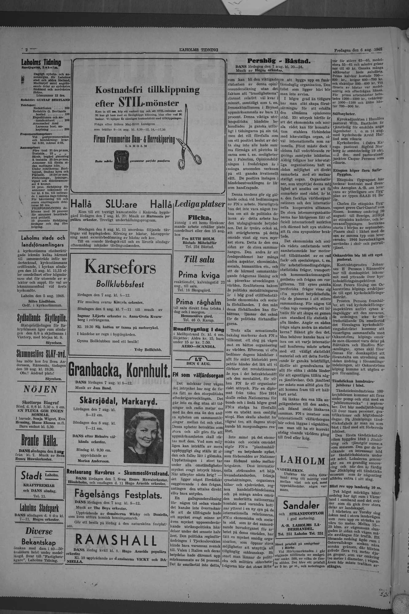 Laholms Tidning Fredag 6 augusti 1948, sida 2
