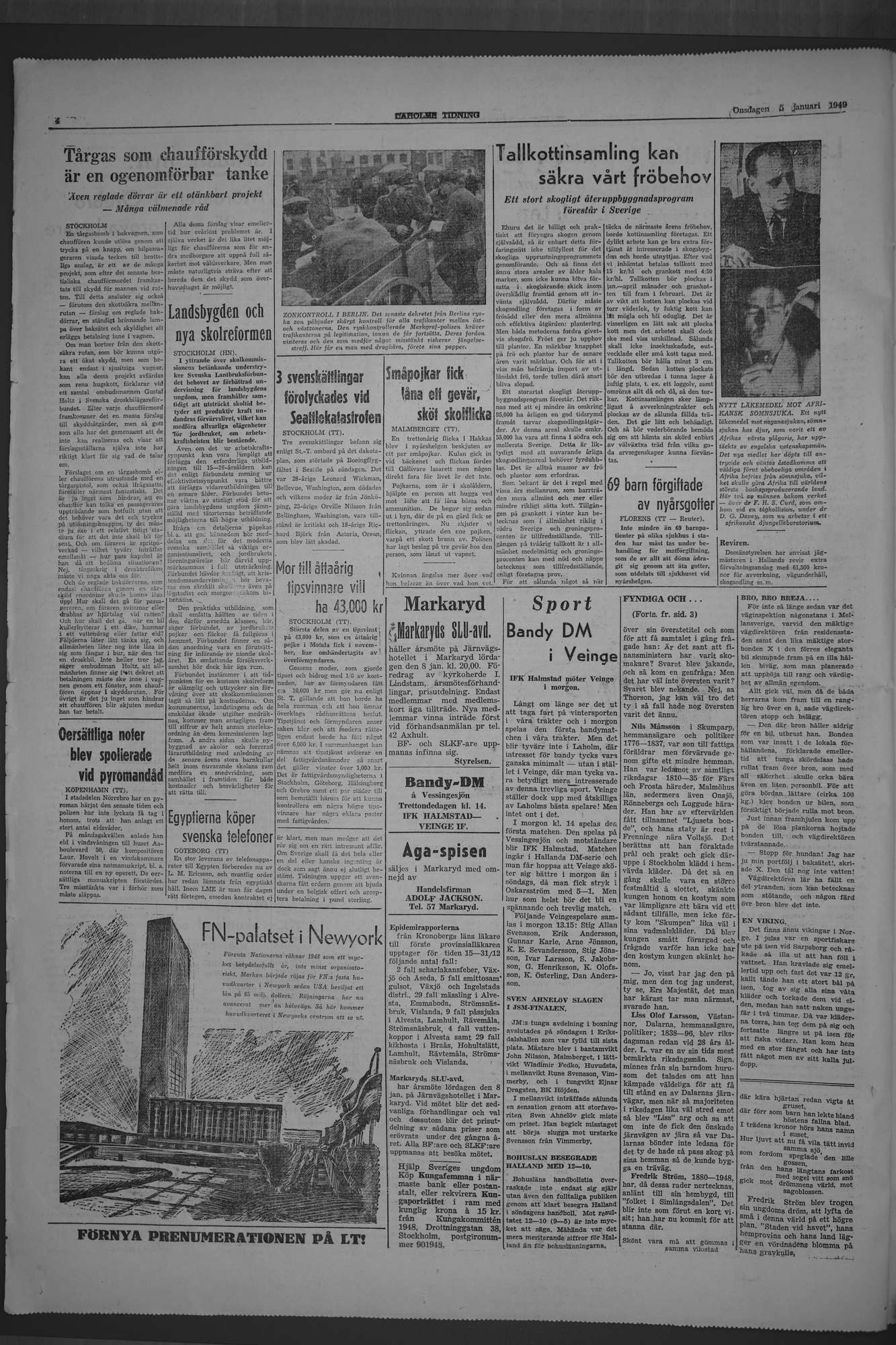 Laholms Tidning Onsdag 5 januari 1949, sida 4