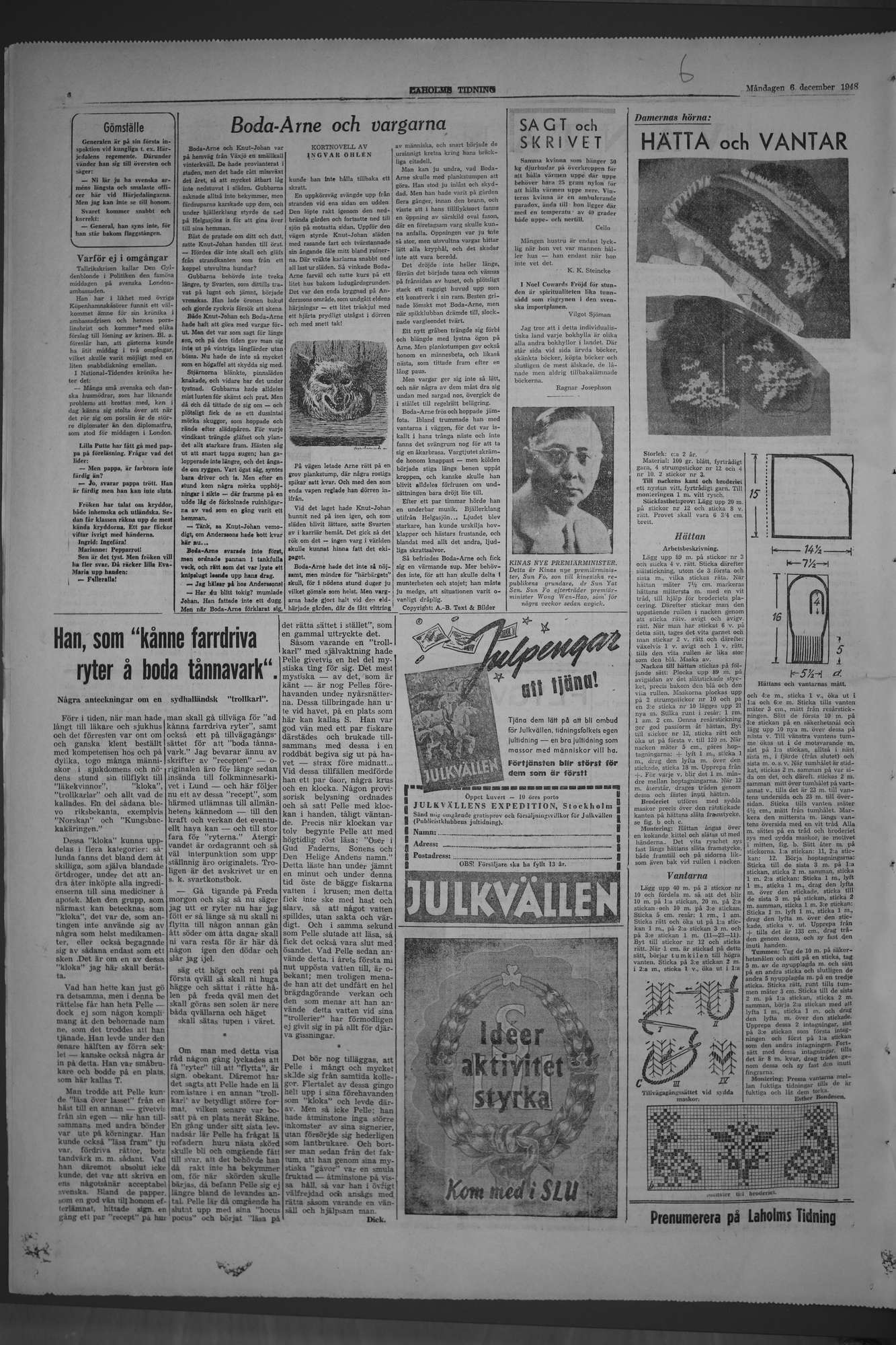Laholms Tidning Måndag 6 december 1948, sida 6
