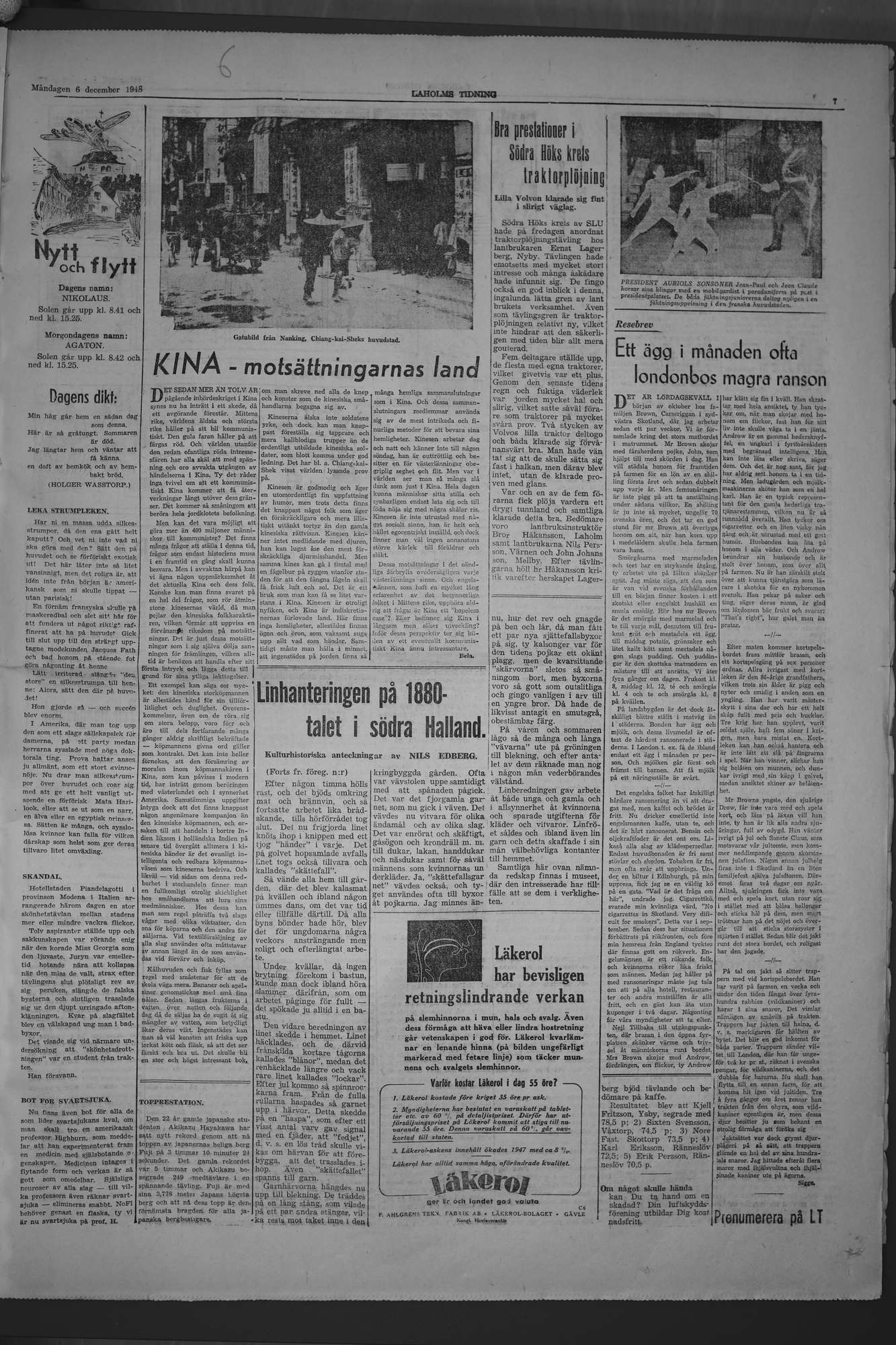 Laholms Tidning Måndag 6 december 1948, sida 7