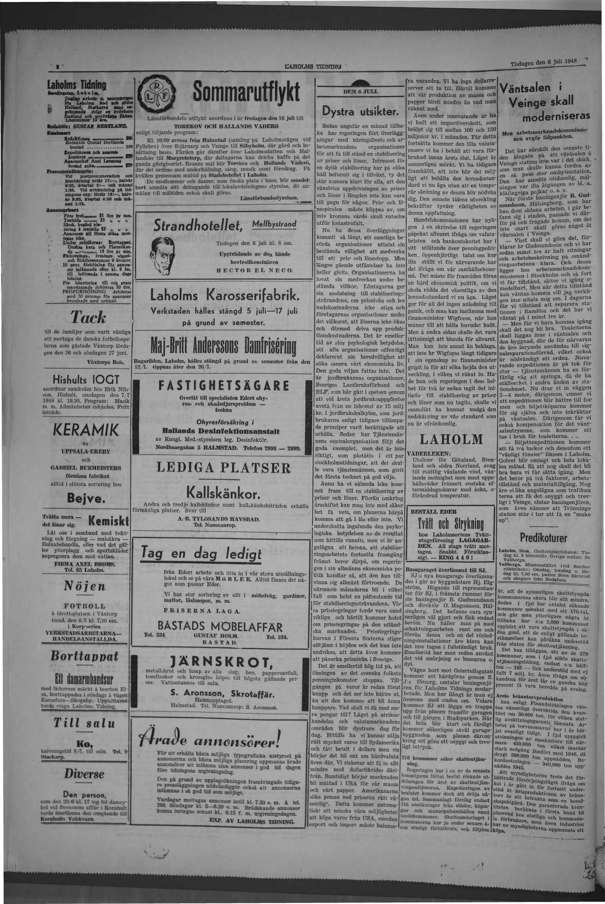 Laholms Tidning Tisdag 6 juli 1948, sida 2