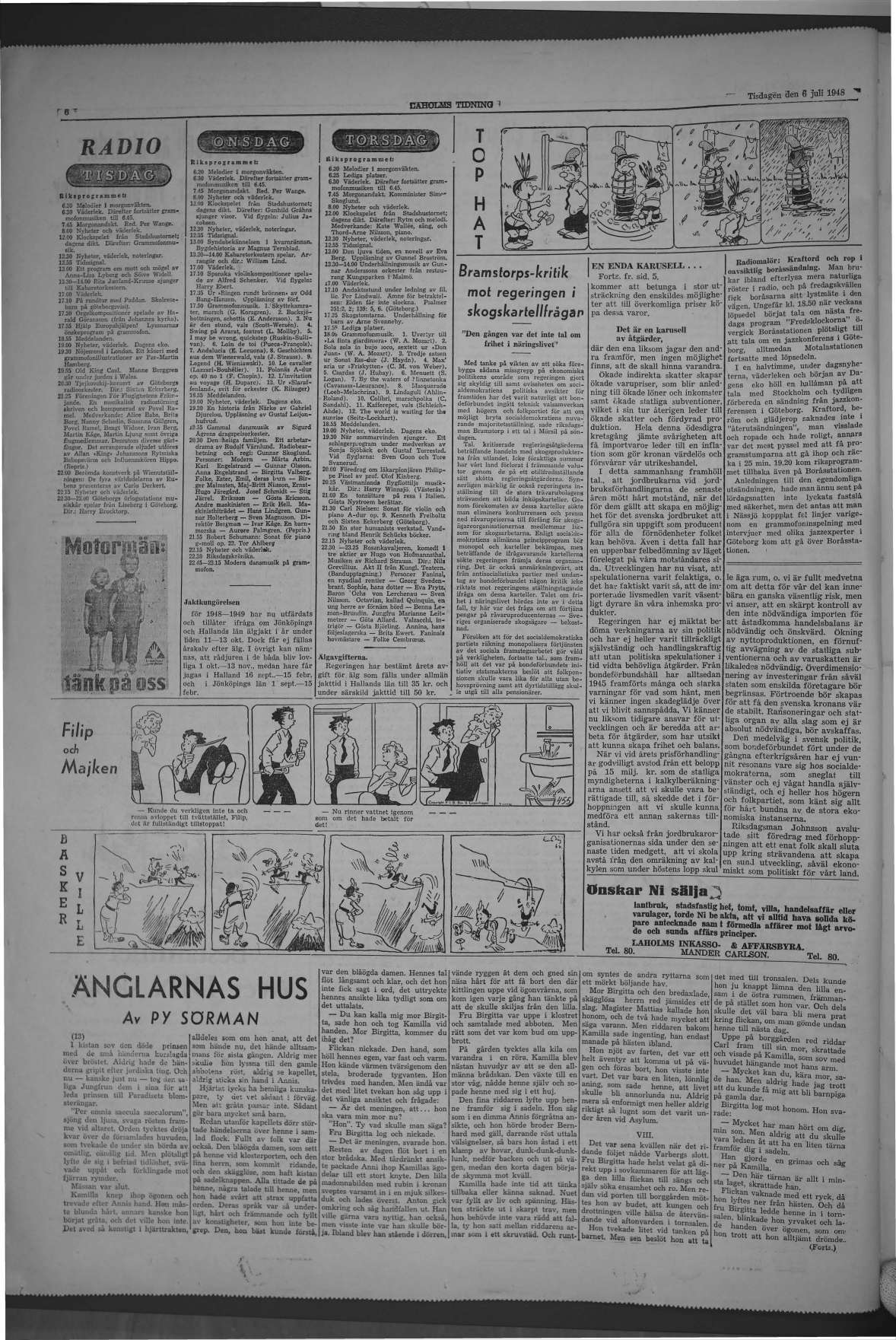 Laholms Tidning Tisdag 6 juli 1948, sida 6