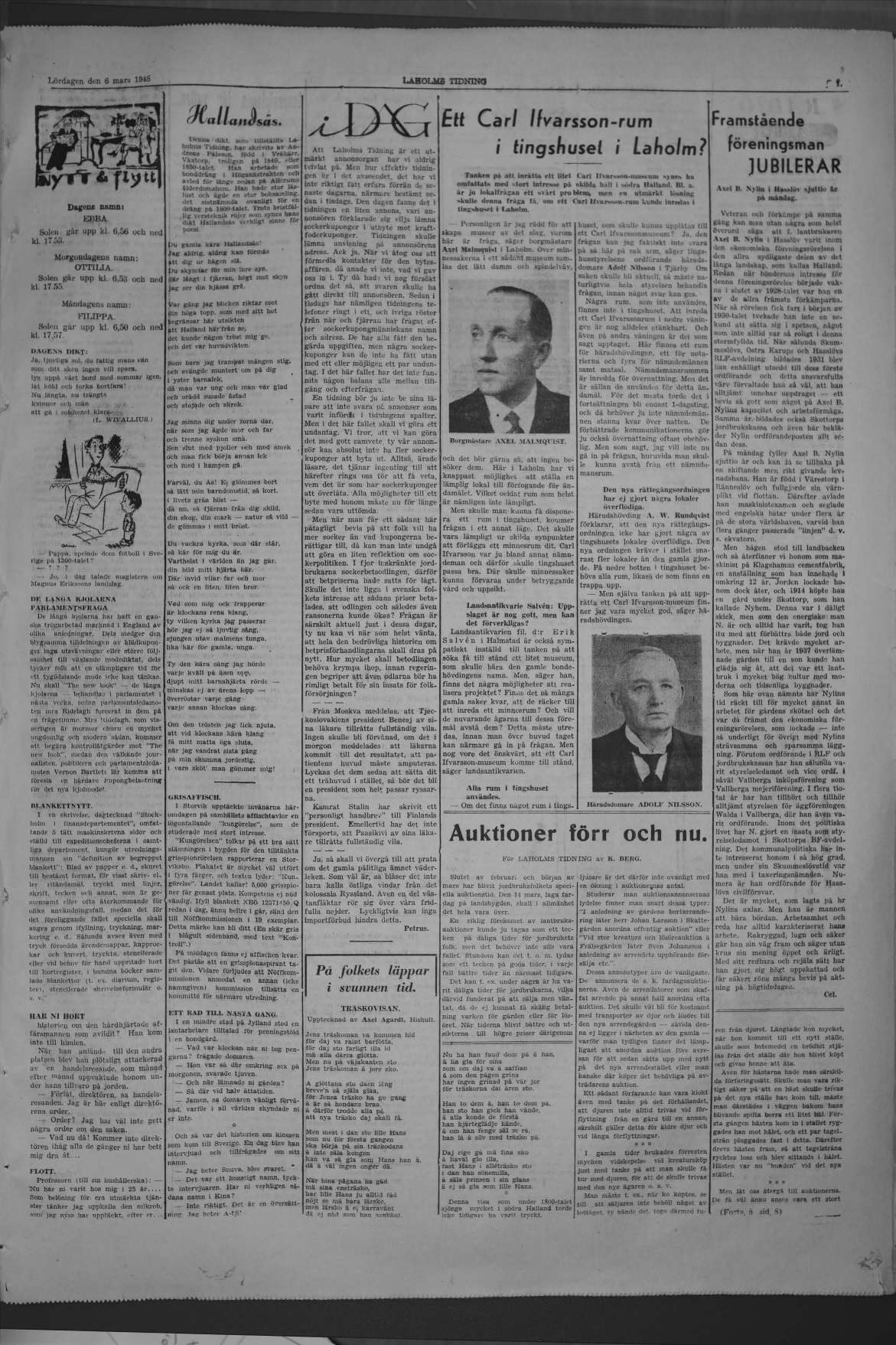 Laholms Tidning Lördag 6 mars 1948, sida 7