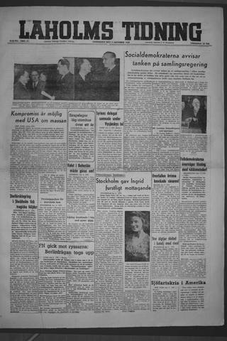 Förstasidan, Onsdag 6 oktober 1948
