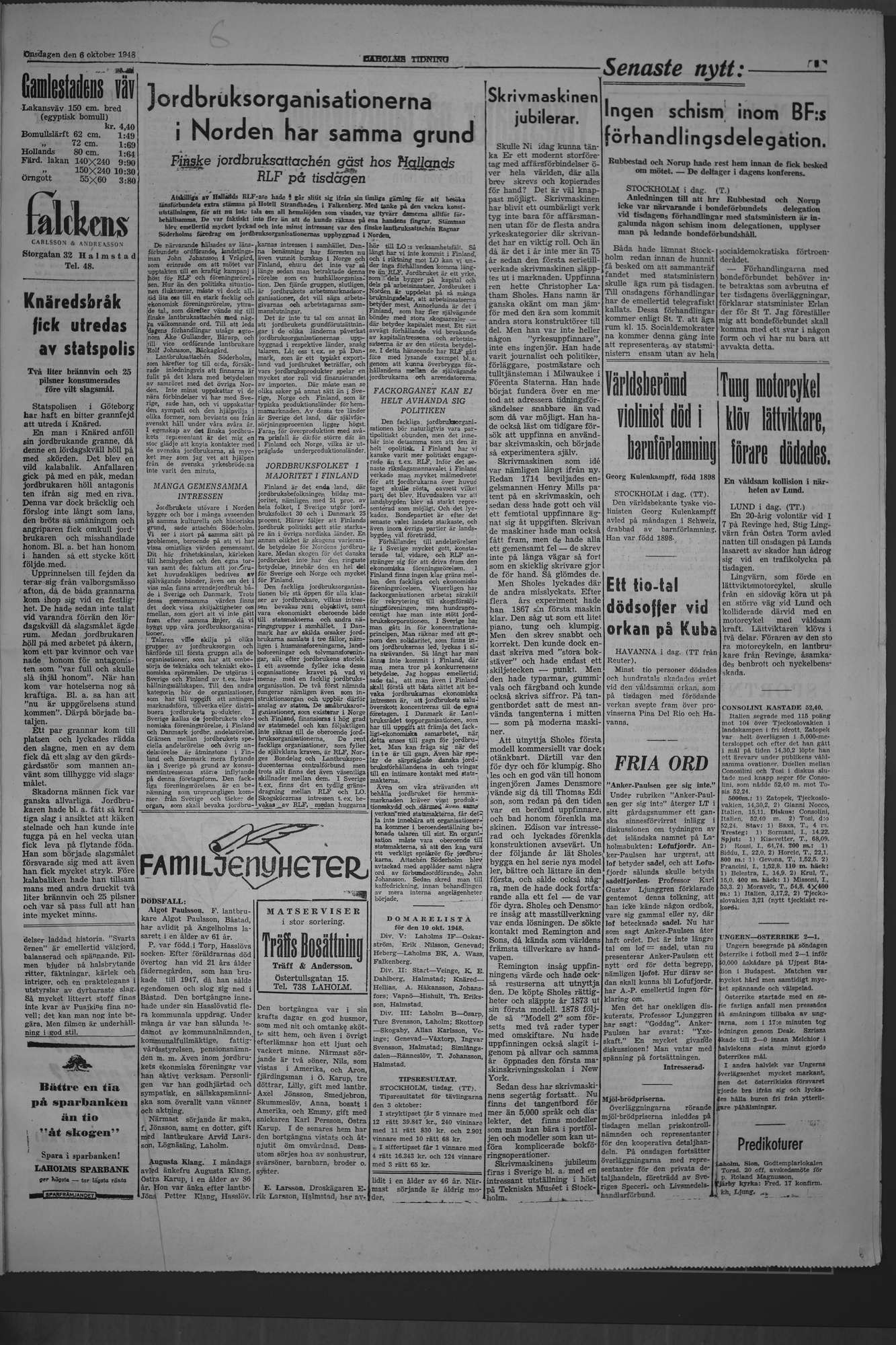 Laholms Tidning Onsdag 6 oktober 1948, sida 3
