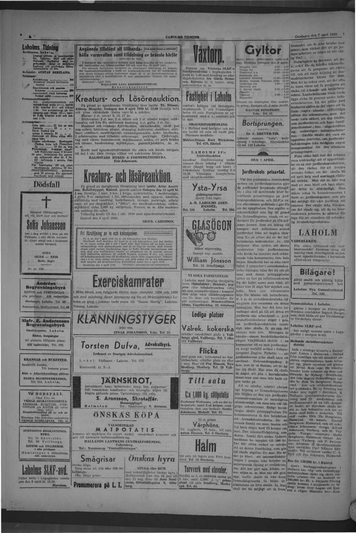 Laholms Tidning Onsdag 7 april 1948, sida 2