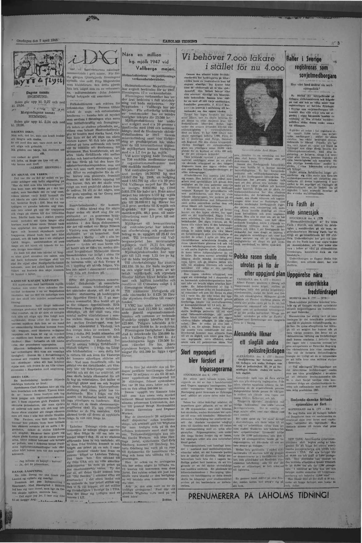 Laholms Tidning Onsdag 7 april 1948, sida 5