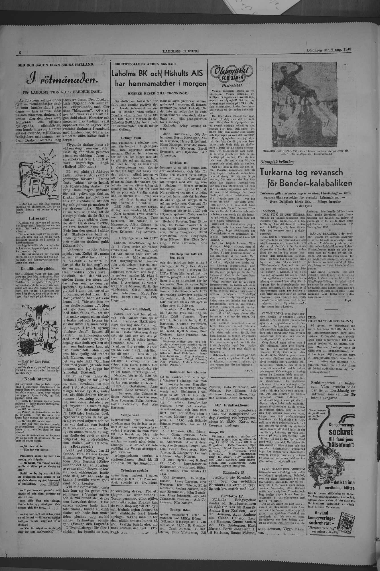 Laholms Tidning Lördag 7 augusti 1948, sida 4