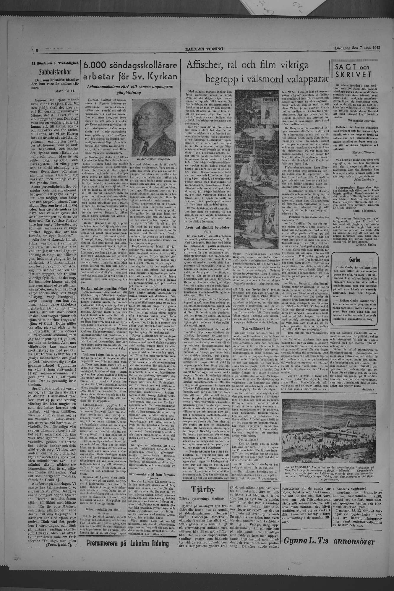 Laholms Tidning Lördag 7 augusti 1948, sida 6