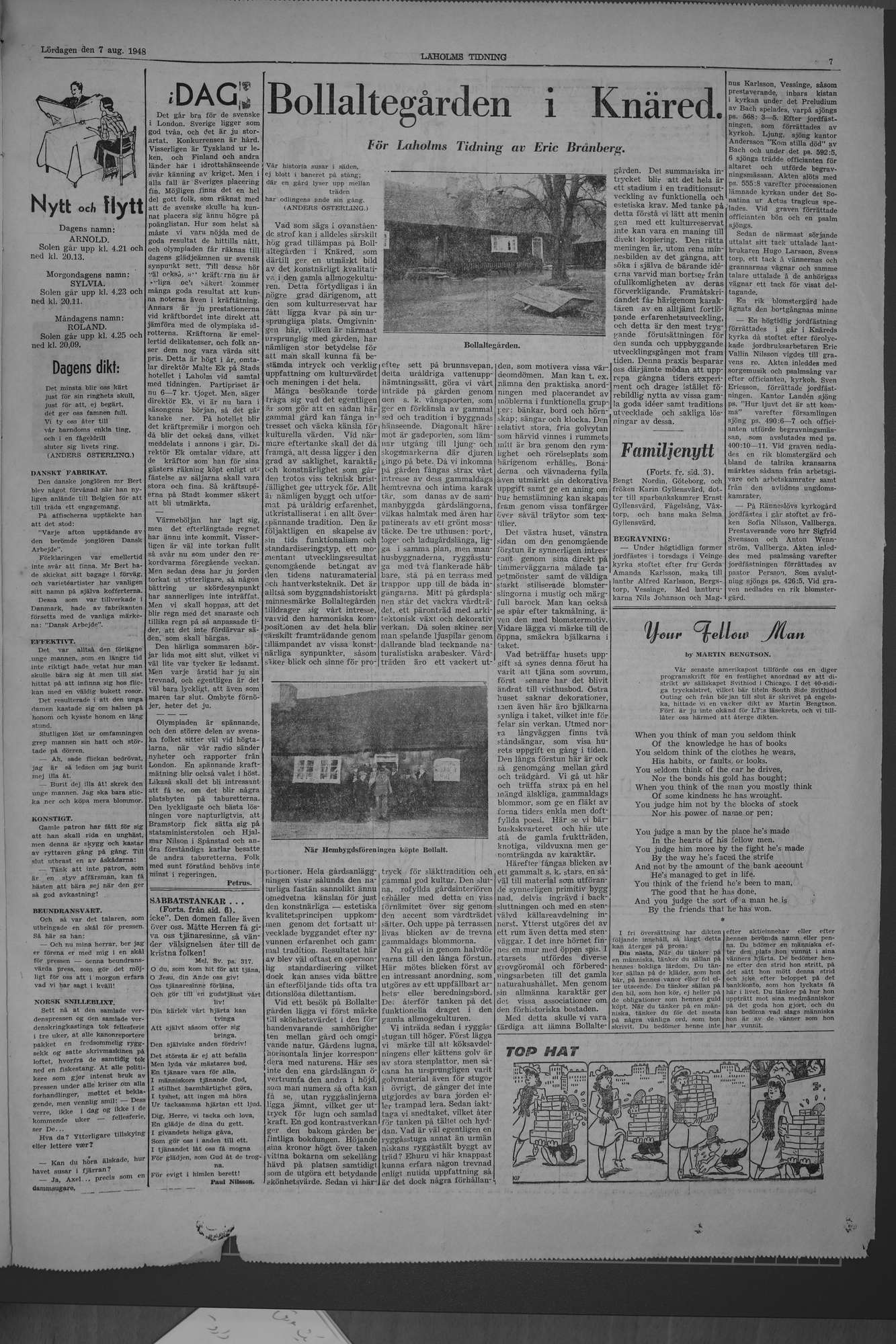 Laholms Tidning Lördag 7 augusti 1948, sida 7