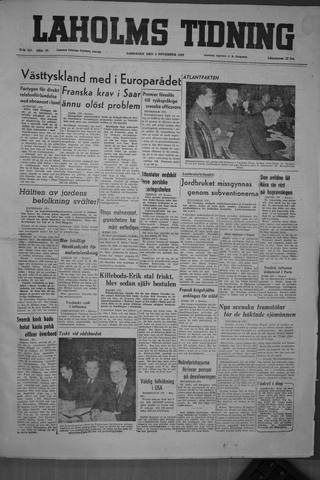 Förstasidan, Lördag 5 november 1949