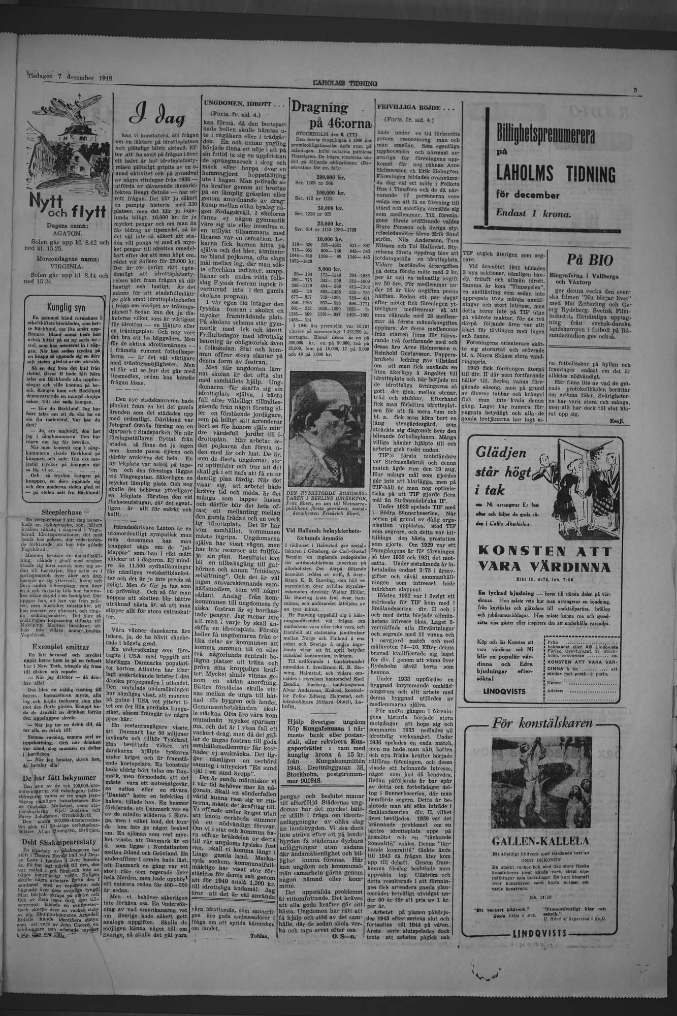 Laholms Tidning Tisdag 7 december 1948, sida 5