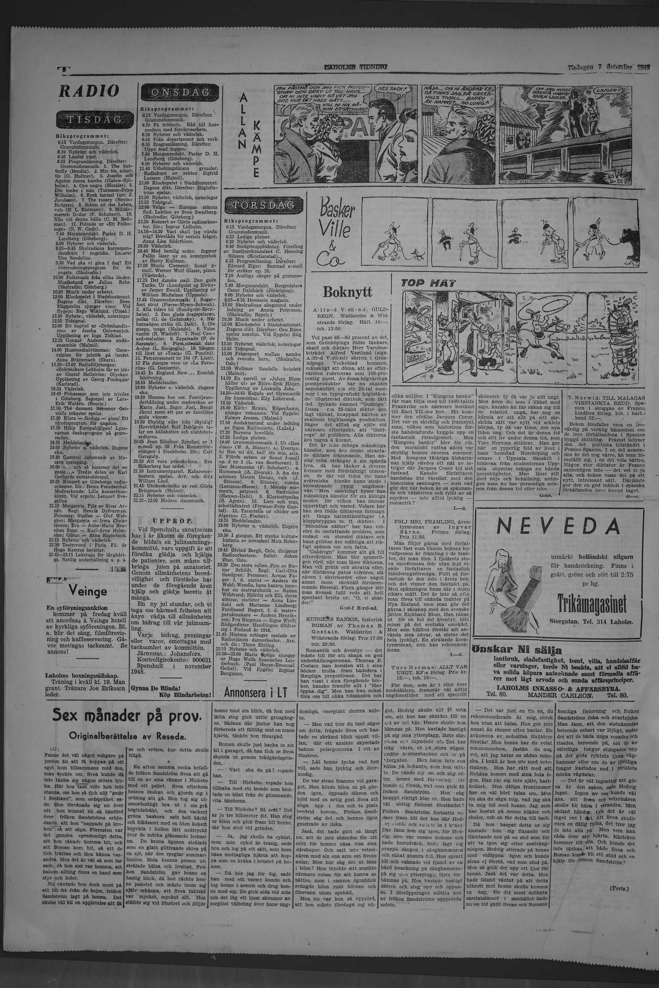 Laholms Tidning Tisdag 7 december 1948, sida 6