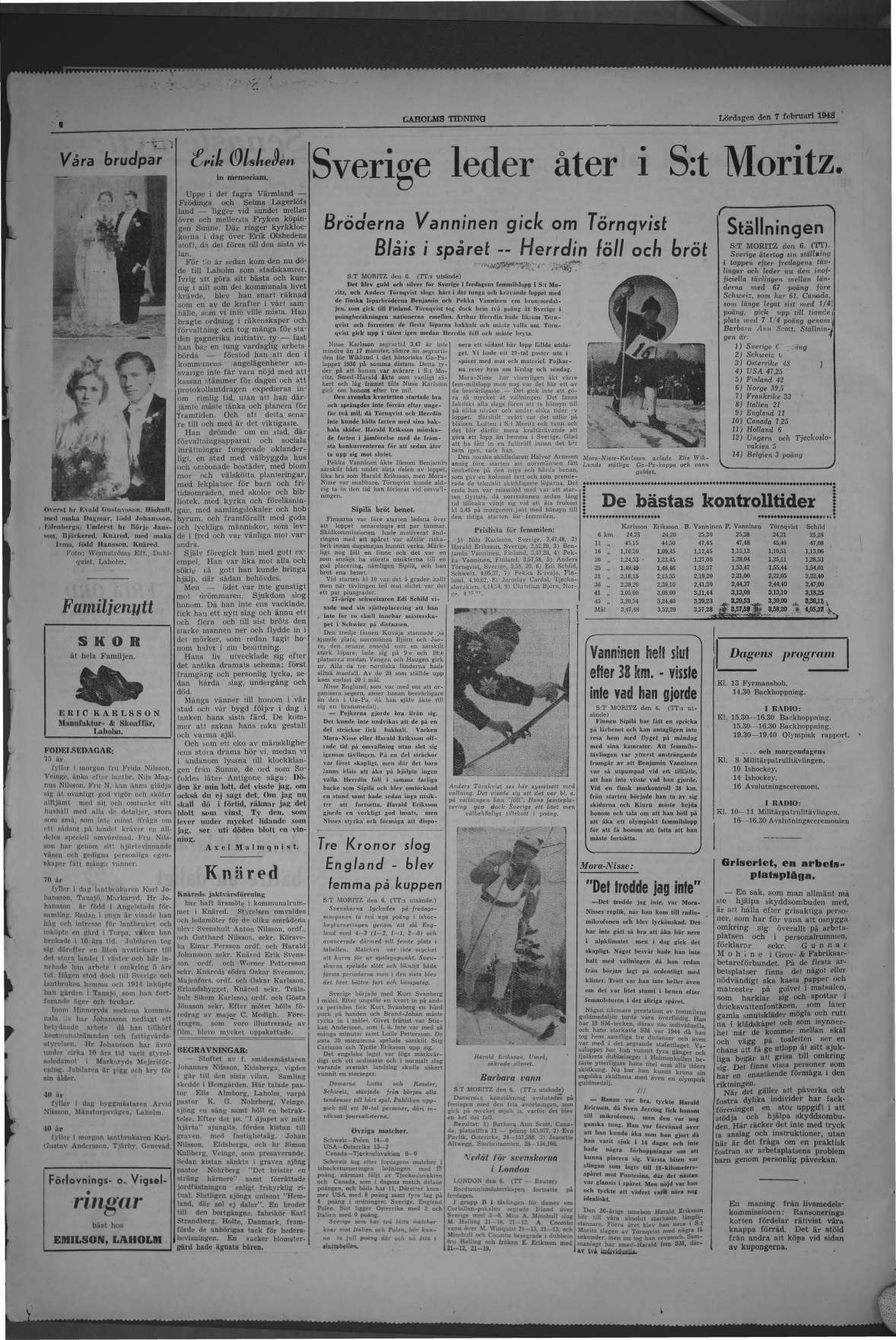 Laholms Tidning Lördag 7 februari 1948, sida 4