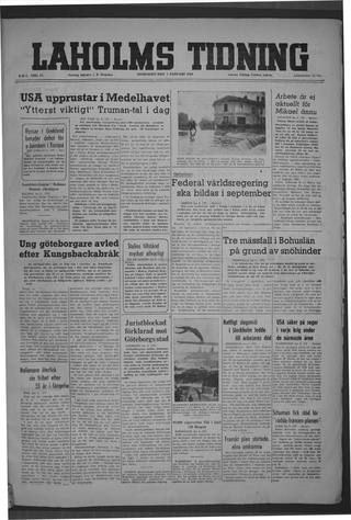 Förstasidan, Onsdag 7 januari 1948