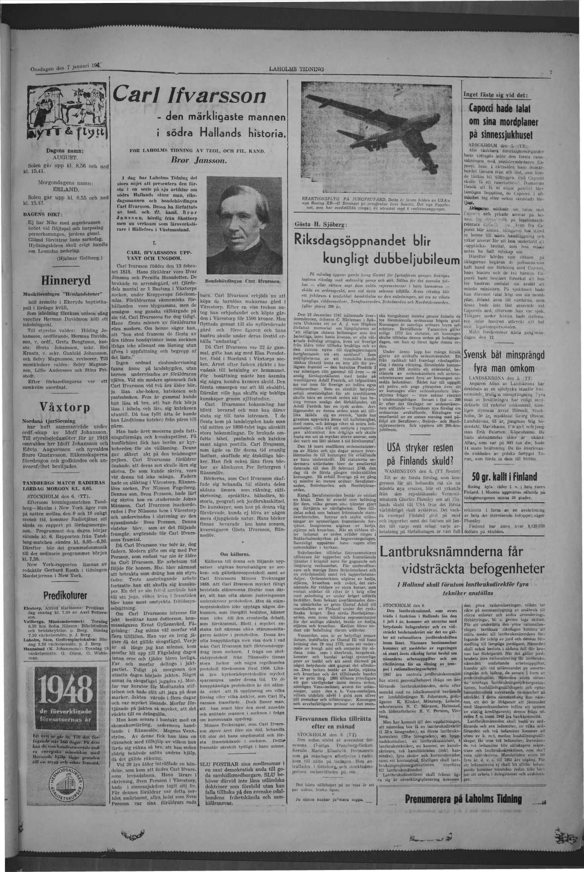 Laholms Tidning Onsdag 7 januari 1948, sida 5