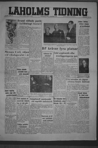 Förstasidan, Torsdag 7 oktober 1948
