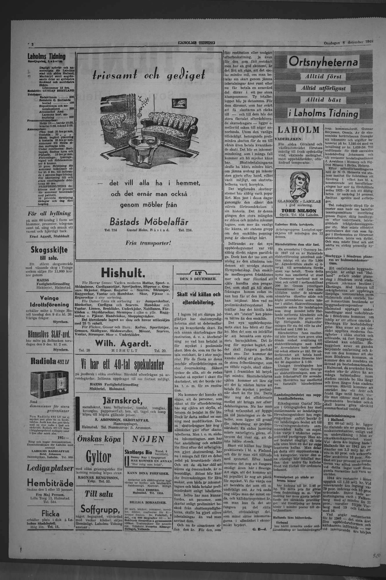 Laholms Tidning Onsdag 8 december 1948, sida 2