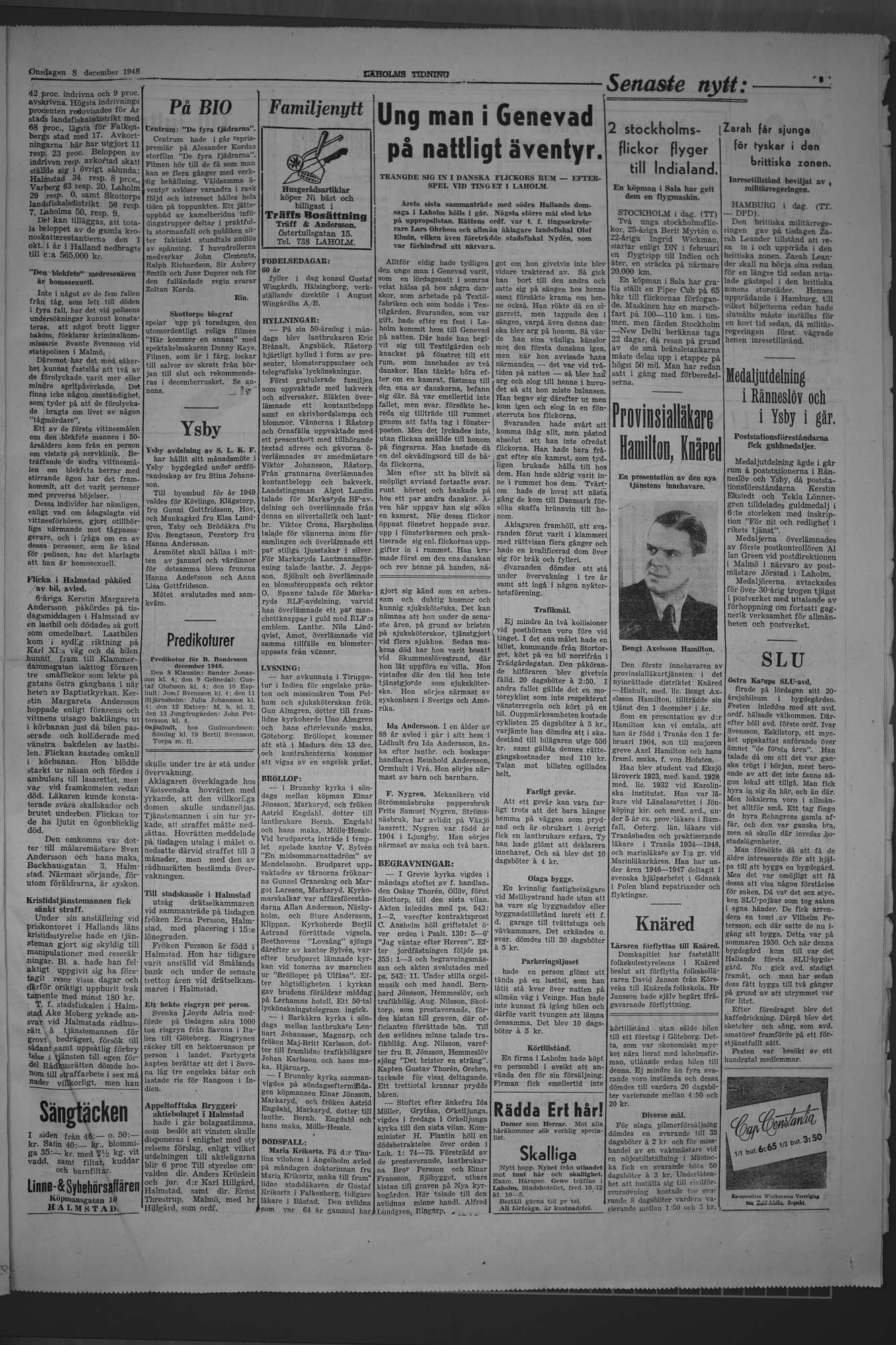 Laholms Tidning Onsdag 8 december 1948, sida 3