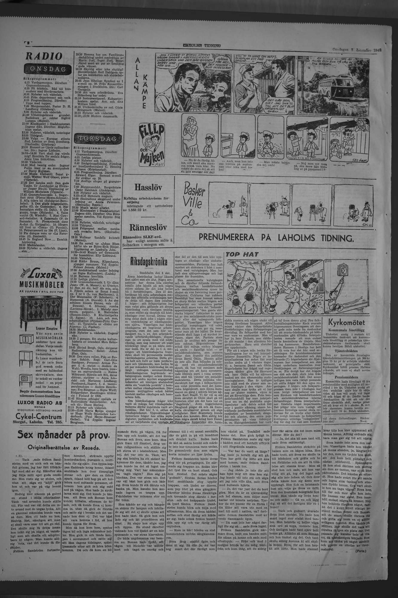 Laholms Tidning Onsdag 8 december 1948, sida 6