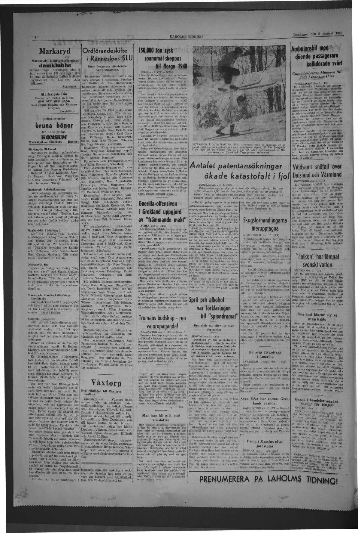 Laholms Tidning Torsdag 8 januari 1948, sida 4