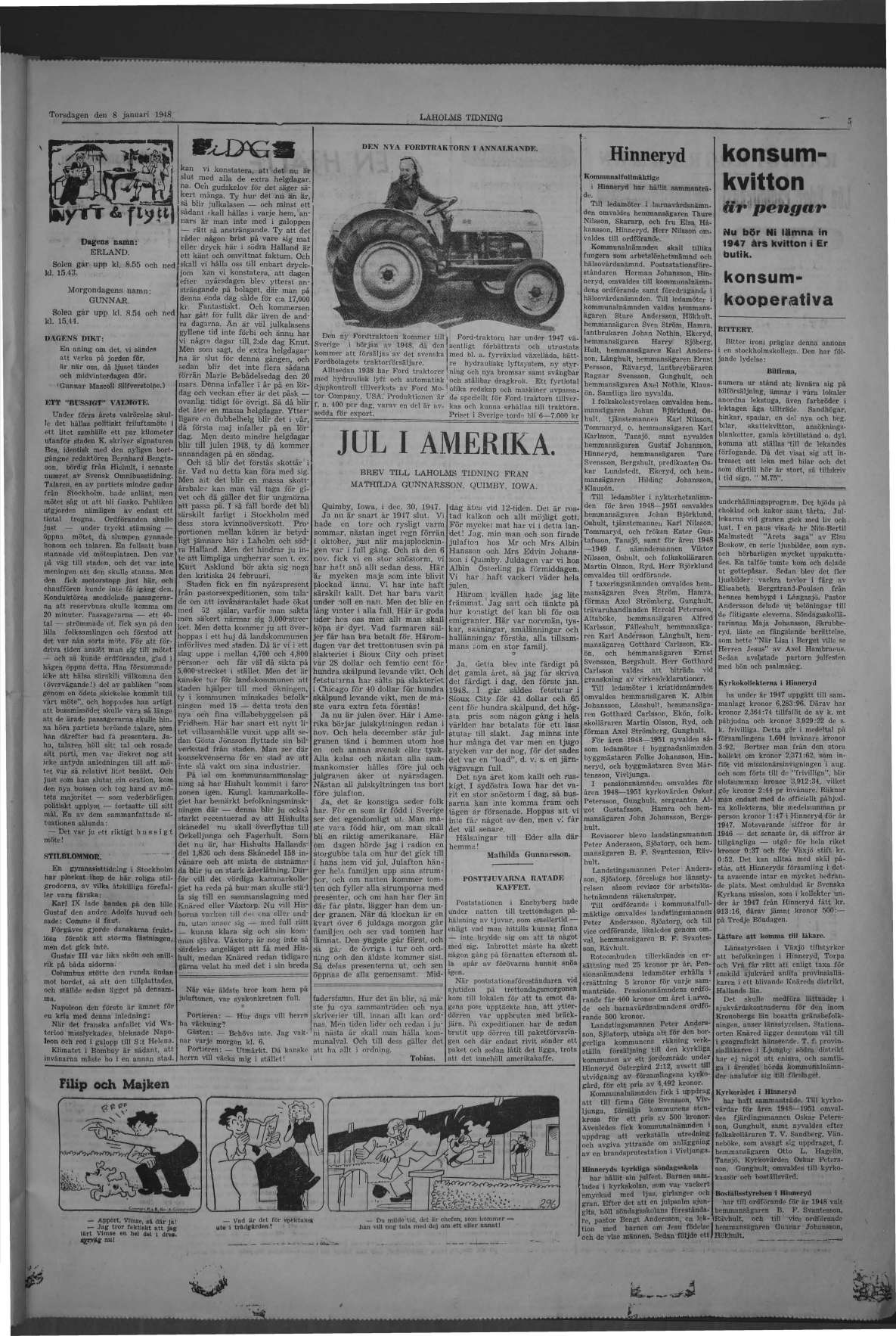 Laholms Tidning Torsdag 8 januari 1948, sida 5