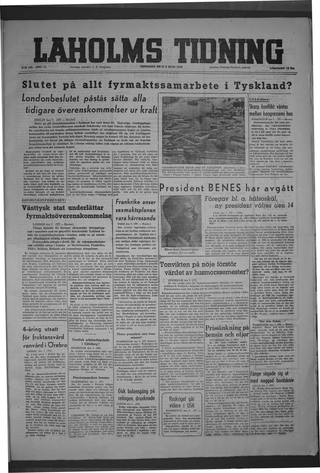 Förstasidan, Tisdag 8 juni 1948