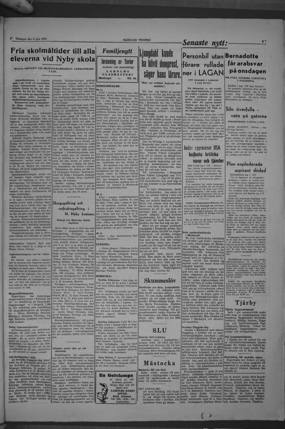 Laholms Tidning Tisdag 8 juni 1948, sida 3