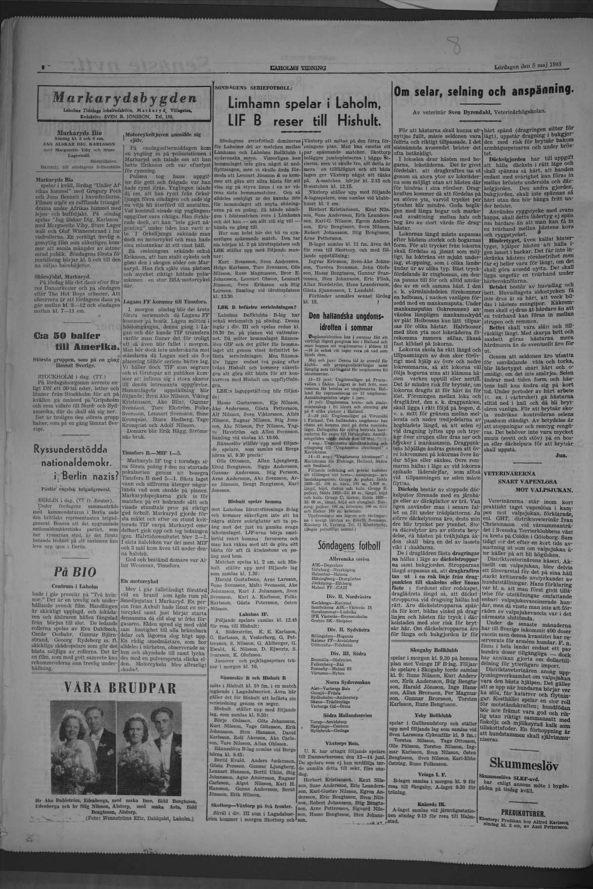 Laholms Tidning Lördag 8 maj 1948, sida 4