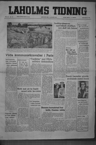 Förstasidan, Lördag 6 augusti 1949
