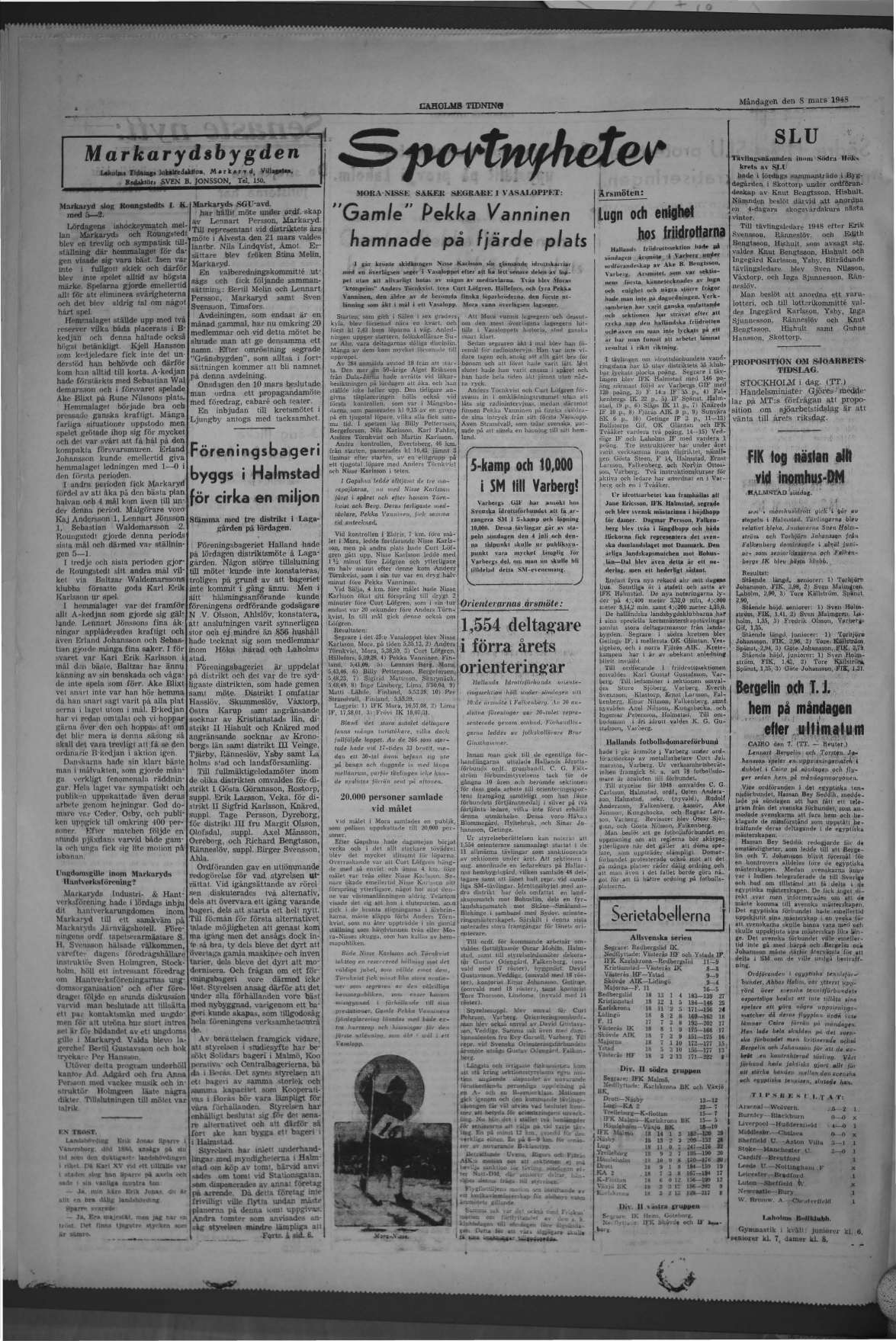 Laholms Tidning Måndag 8 mars 1948, sida 4
