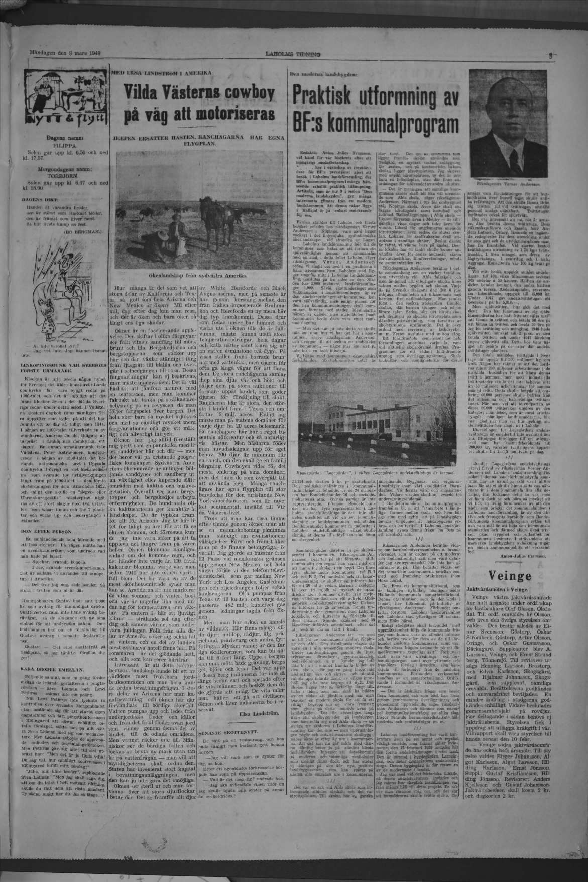 Laholms Tidning Måndag 8 mars 1948, sida 5