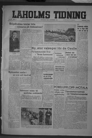 Förstasidan, Måndag 8 november 1948