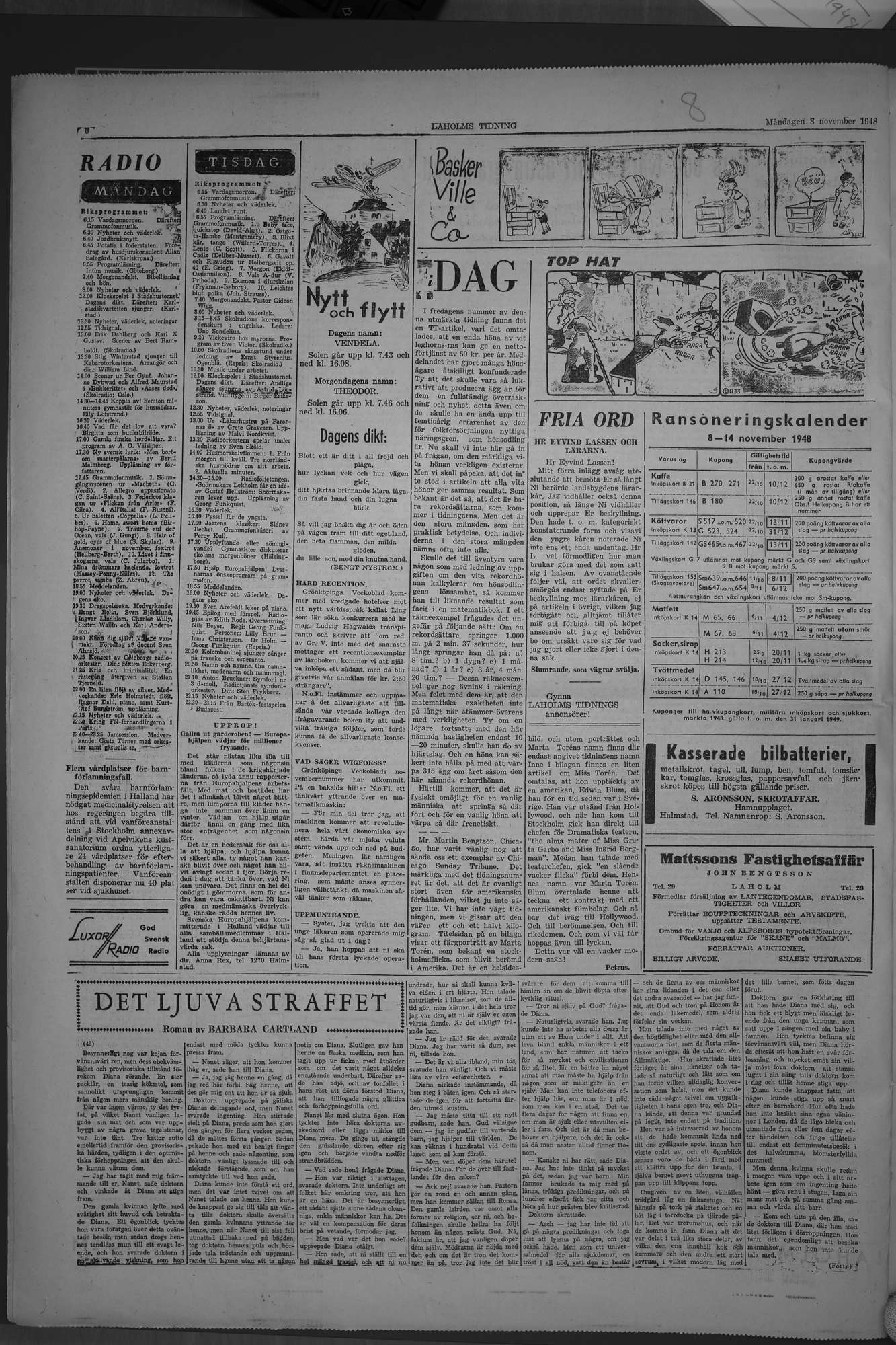 Laholms Tidning Måndag 8 november 1948, sida 6