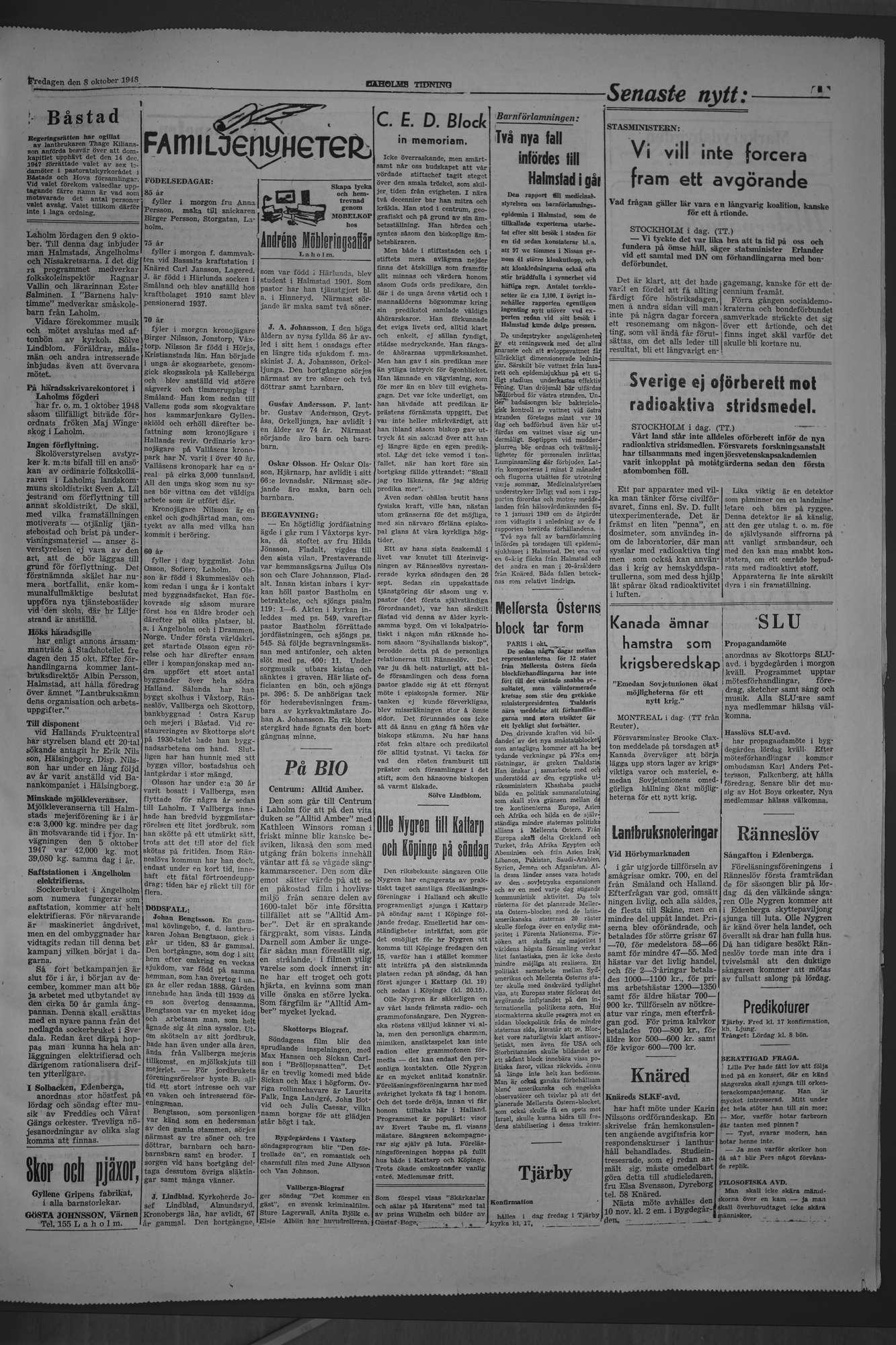 Laholms Tidning Fredag 8 oktober 1948, sida 3