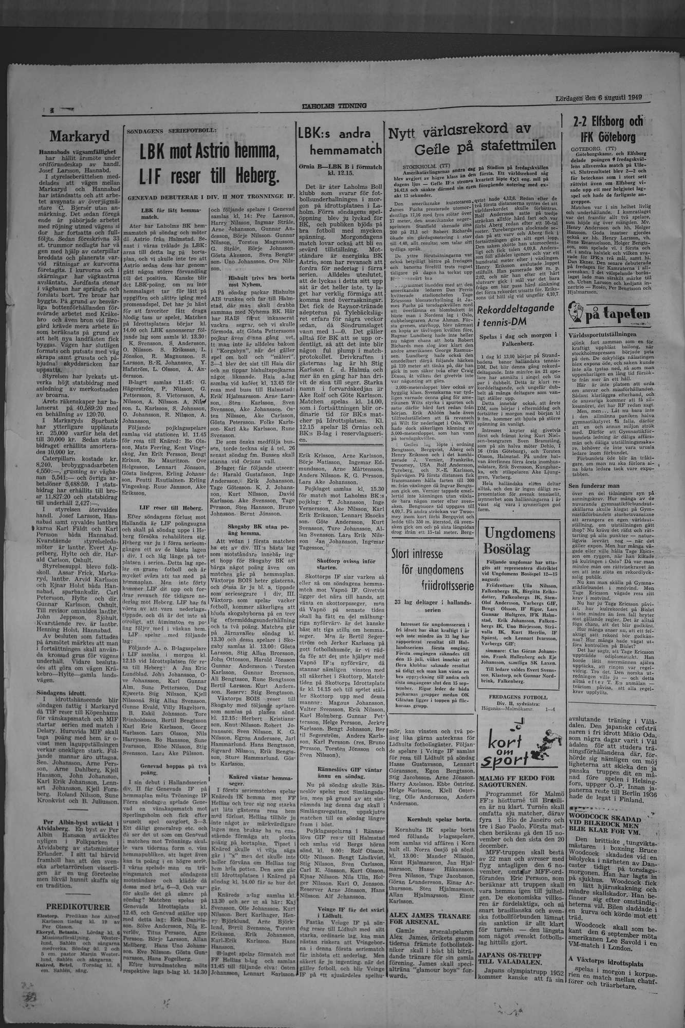 Laholms Tidning Lördag 6 augusti 1949, sida 4