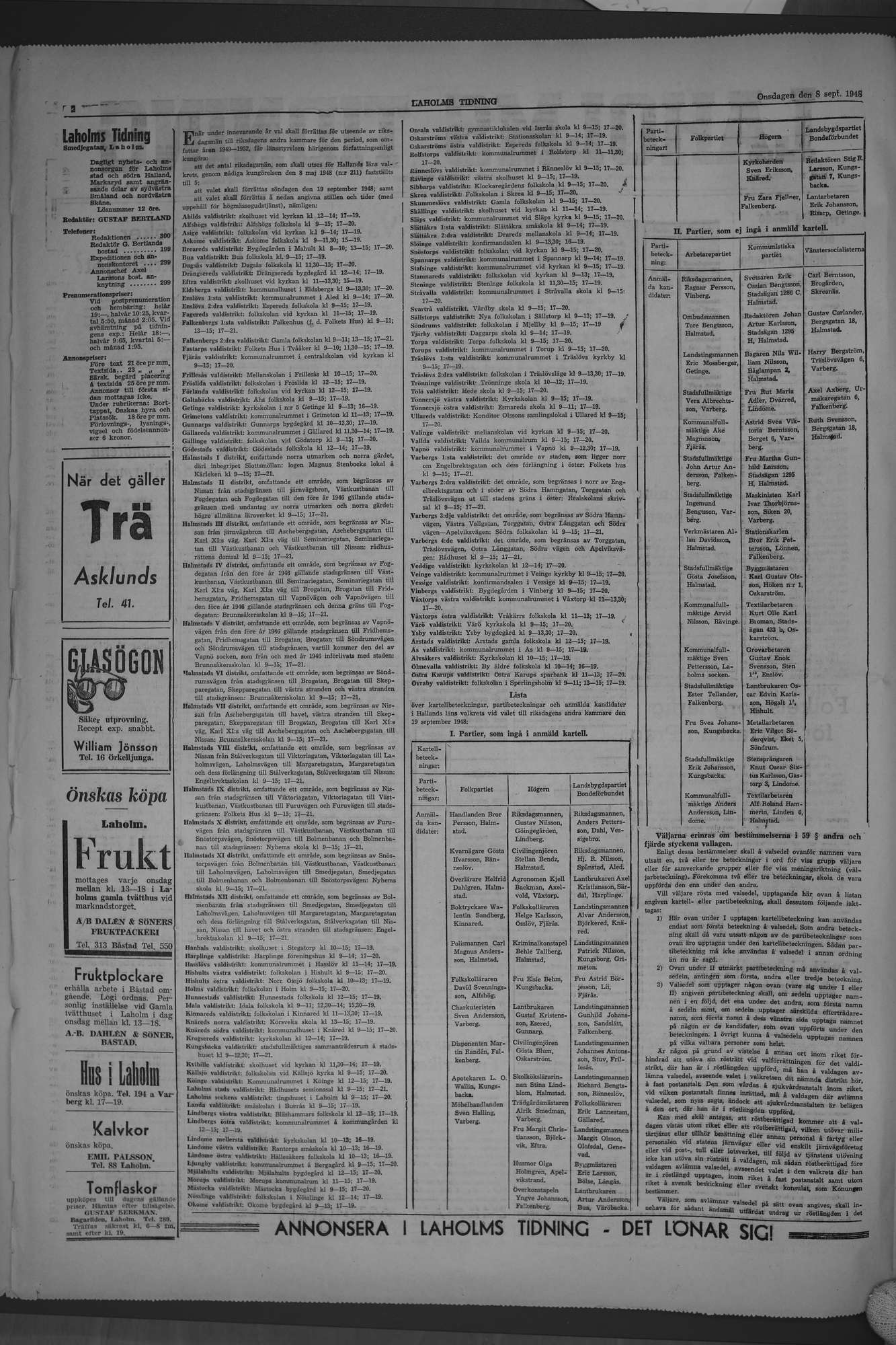 Laholms Tidning Onsdag 8 september 1948, sida 2