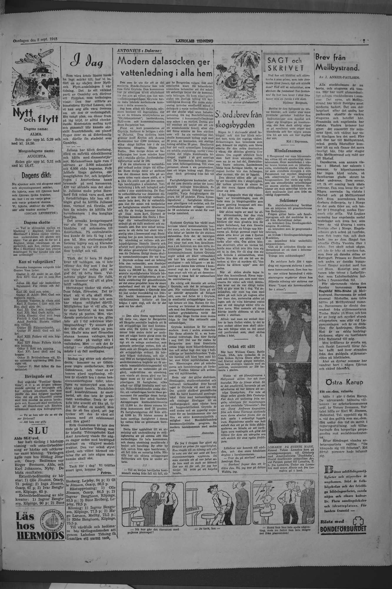Laholms Tidning Onsdag 8 september 1948, sida 7