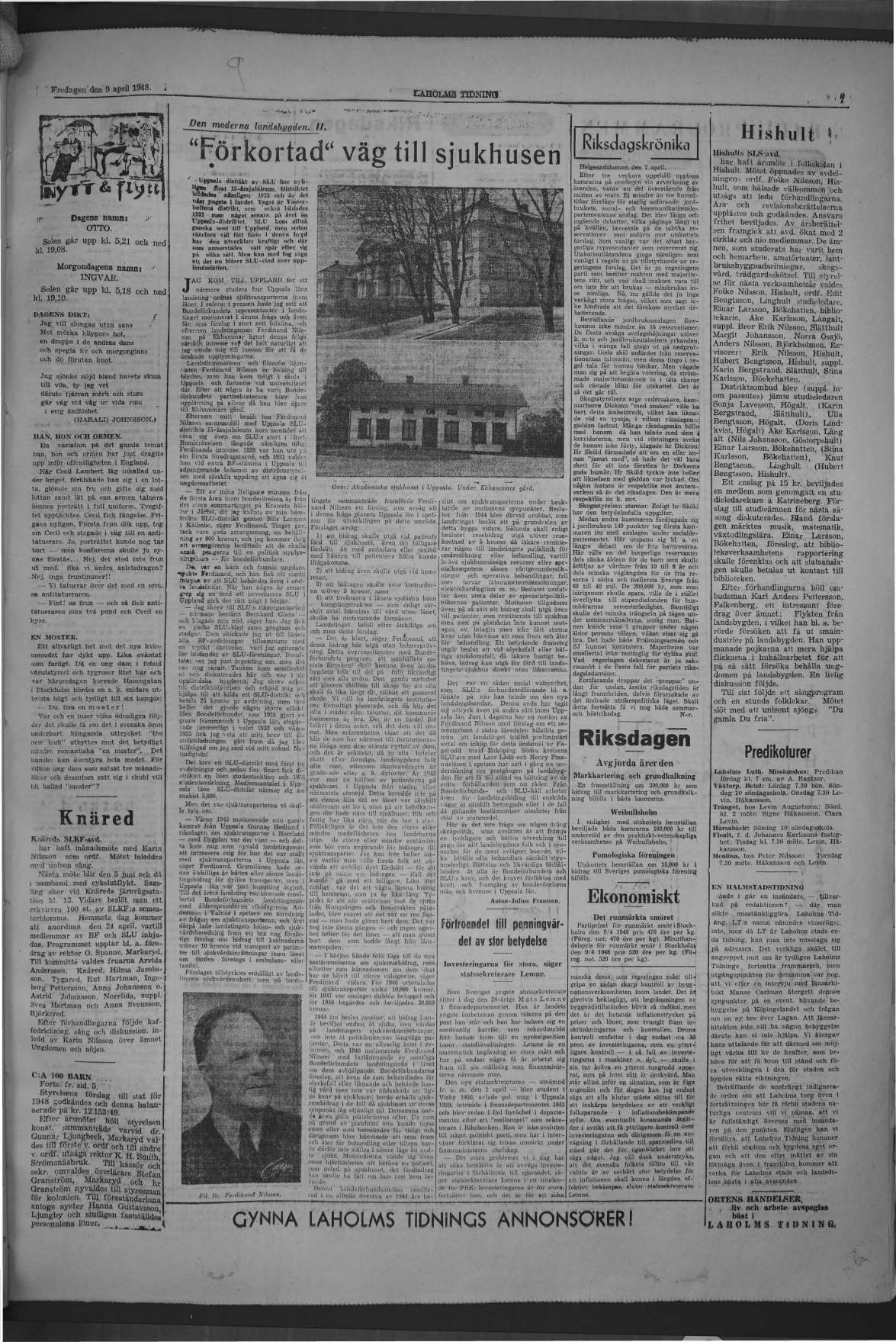 Laholms Tidning Fredag 9 april 1948, sida 7