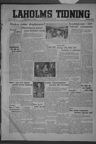 Förstasidan, Måndag 9 augusti 1948