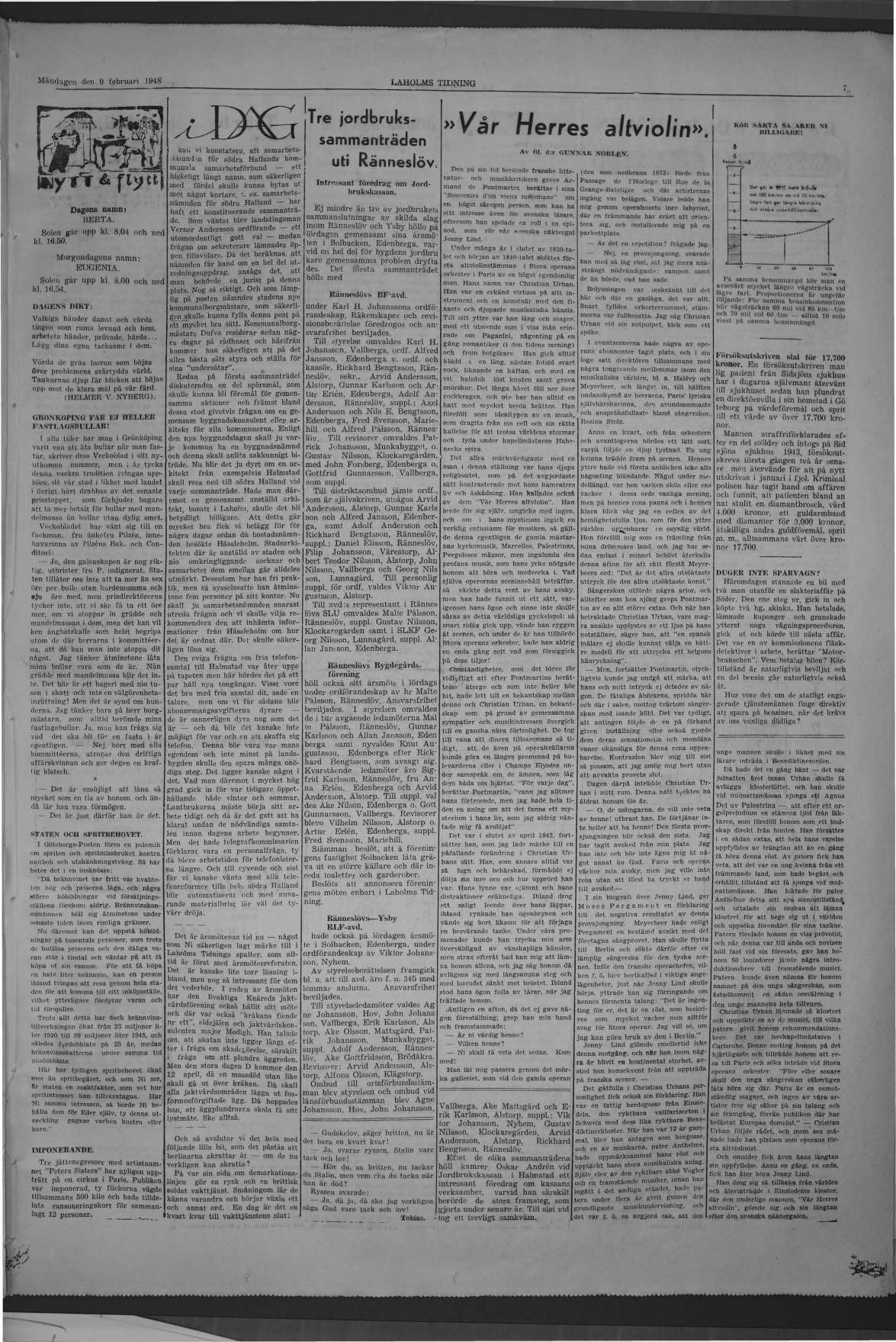 Laholms Tidning Måndag 9 februari 1948, sida 7